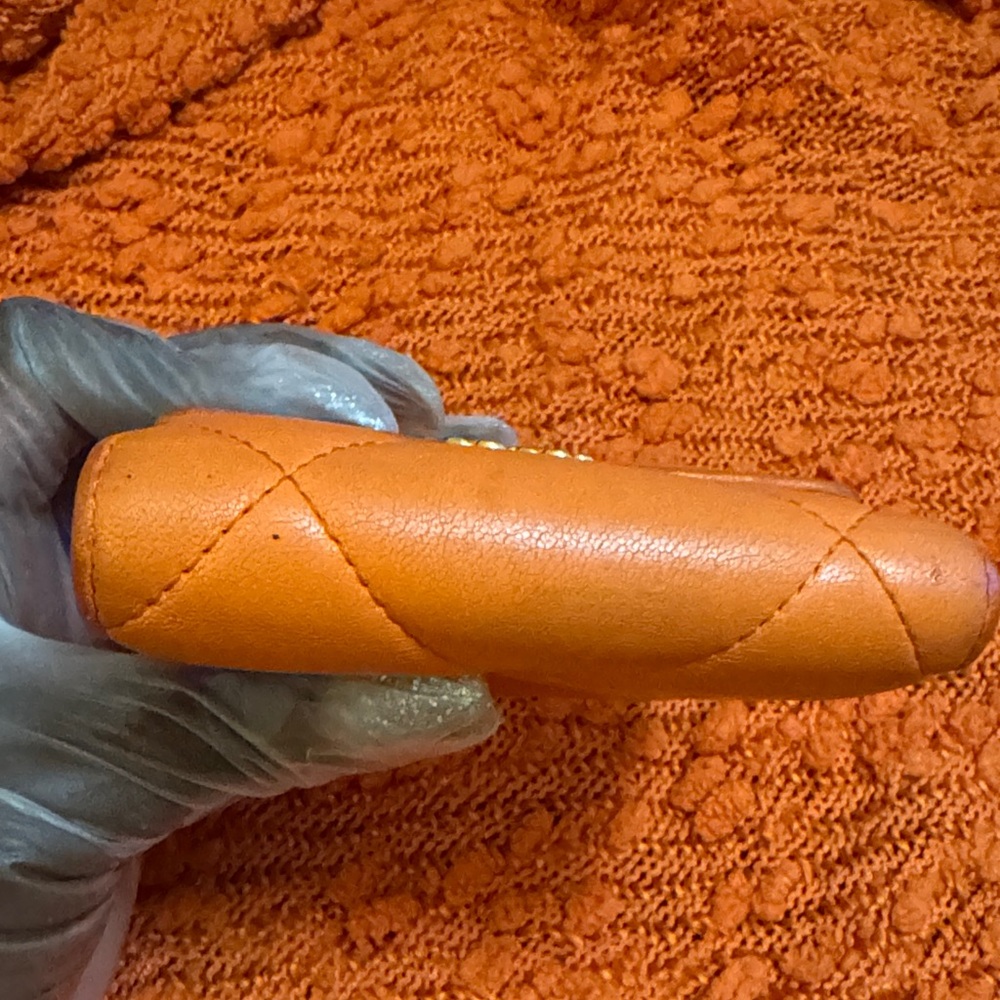 Chanel Gold Logo Orange Quilted Wallet - Picture 6 of 13